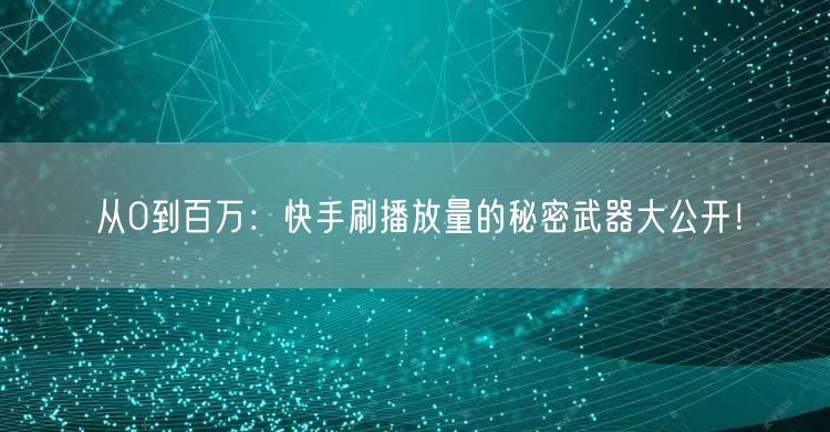 从0到百万:快手刷播放量的秘密武器大公开!