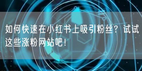 如何快速在小红书上吸引粉丝？试试这些涨粉网站吧！