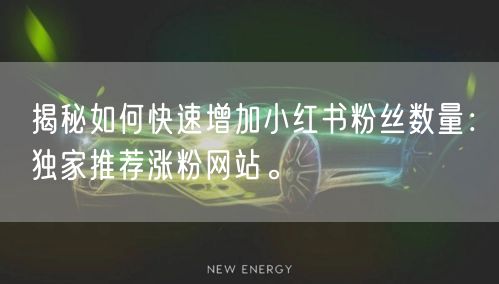 揭秘如何快速增加小红书粉丝数量：独家推荐涨粉网站。