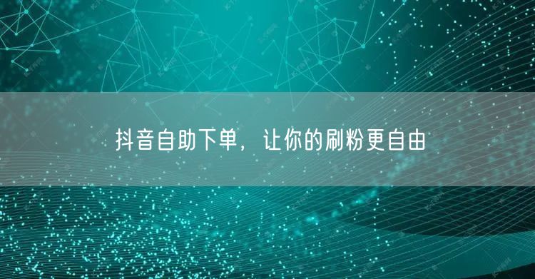 抖音自助下单,让你的刷粉更自由