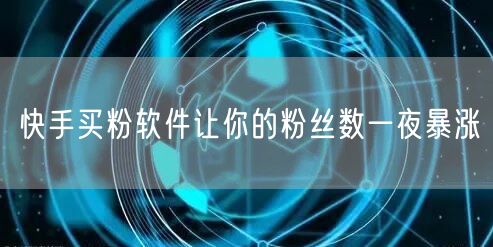快手买粉软件让你的粉丝数一夜暴涨