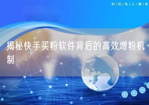 揭秘快手买粉软件背后的高效增粉机制