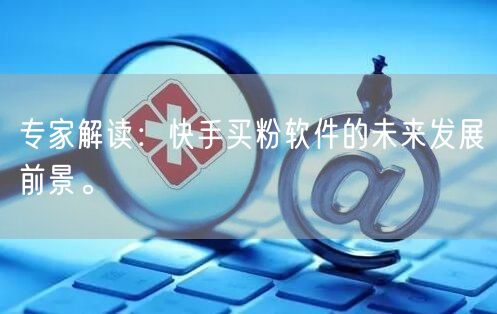专家解读：快手买粉软件的未来发展前景。