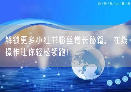 解锁更多小红书粉丝增长秘籍，在线操作让你轻松领跑！