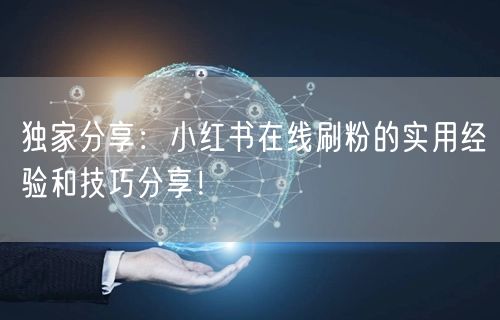 独家分享：小红书在线刷粉的实用经验和技巧分享！