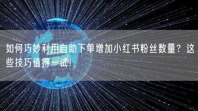 如何巧妙利用自助下单增加小红书粉丝数量?这些技巧值得一试!