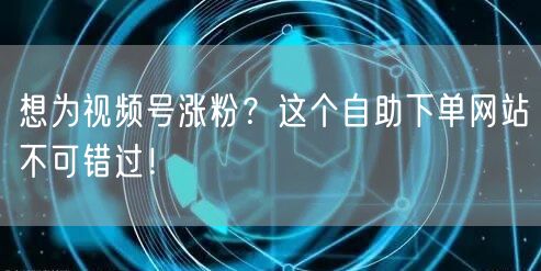 想为视频号涨粉？这个自助下单网站不可错过！