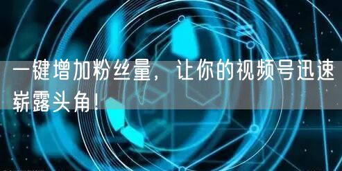 一键增加粉丝量,让你的视频号迅速崭露头角!