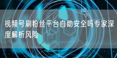 视频号刷粉丝平台自助安全吗专家深度解析风险